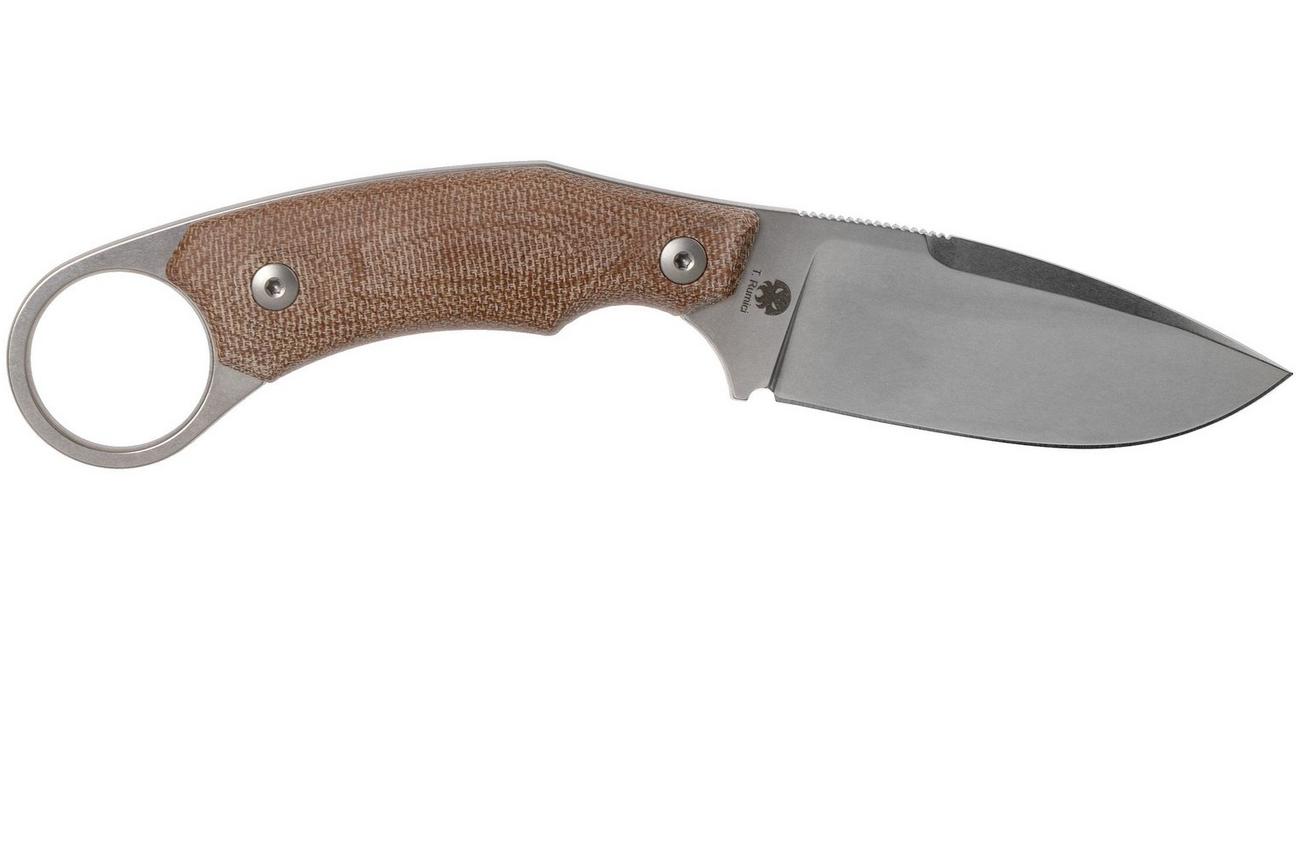 LionSteel H2 Drop Point CVN Natural Canvas Micarta vaststaand mes, Tommaso Rumici design