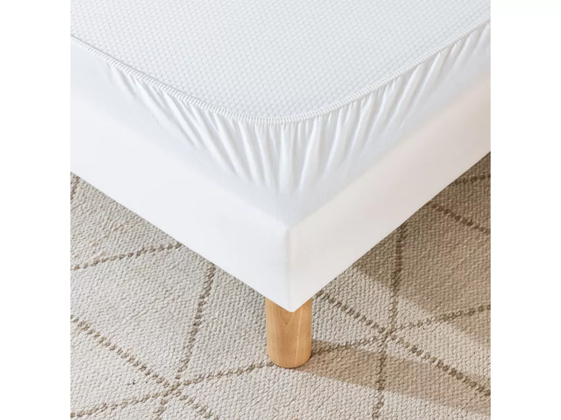 Cache-sommier coton jersey blanc 100x200