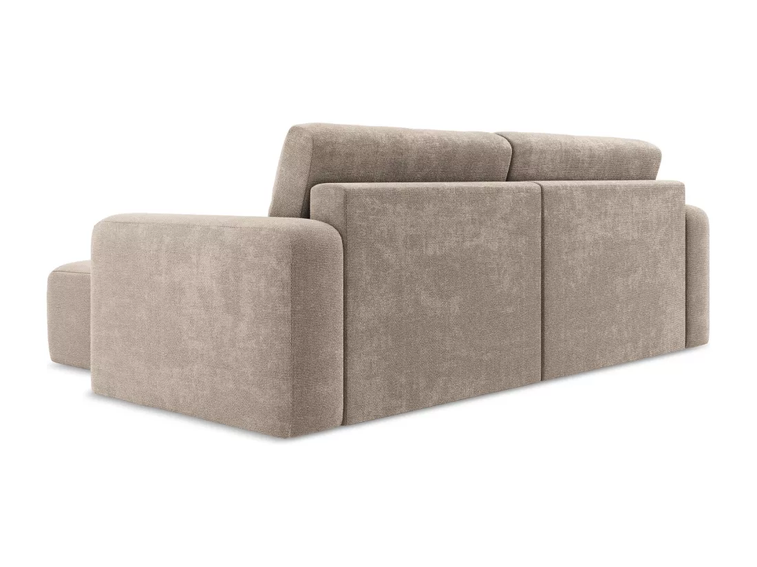 Canapé d’angle 3 places droit convertible en Chenille - beige foncé - KONA