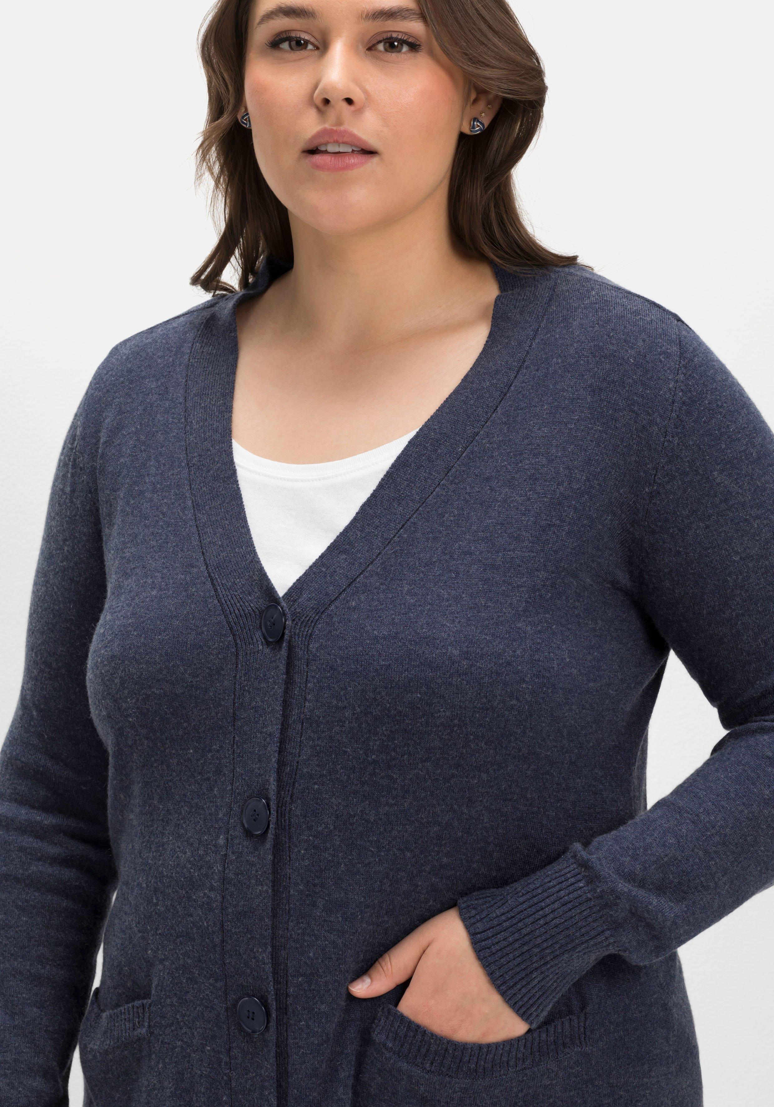 Strickjacke mit Kaschmir, Ajourstrick hinten