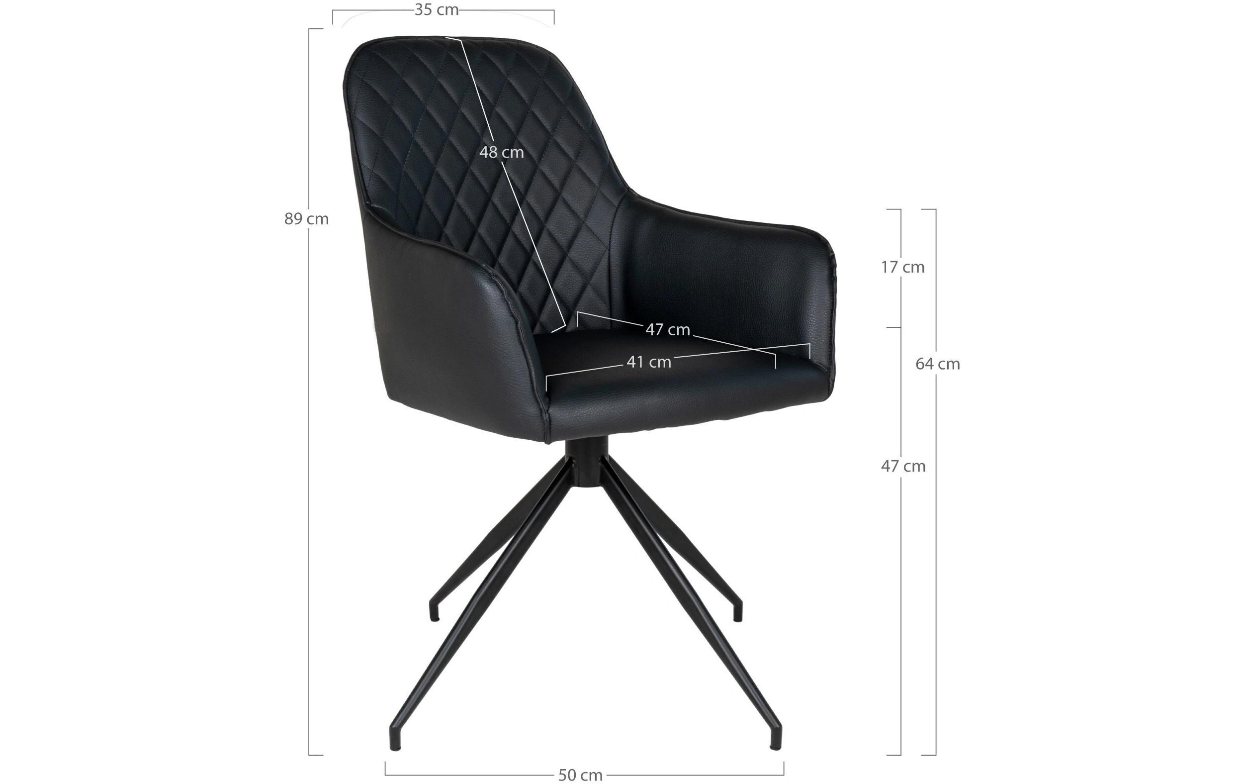 Stuhl Harbo 62 x 56 x 89, Schwarz, 1 Stück<br>Esszimmerstuhl mit Armlehnen und mit Drehgelenk