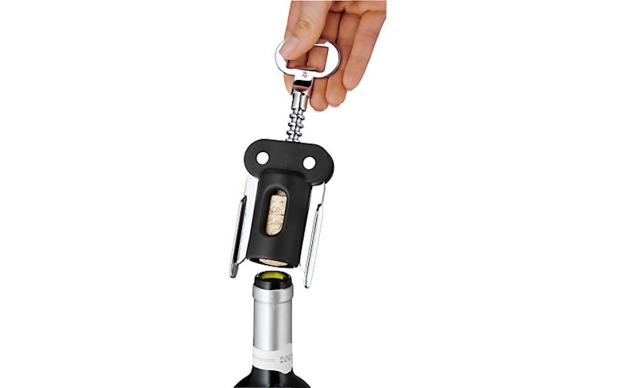 Hebelkorkenzieher Clever & More Schwarz2-in-1-Funktion: Korkenzieher und Kapselheber