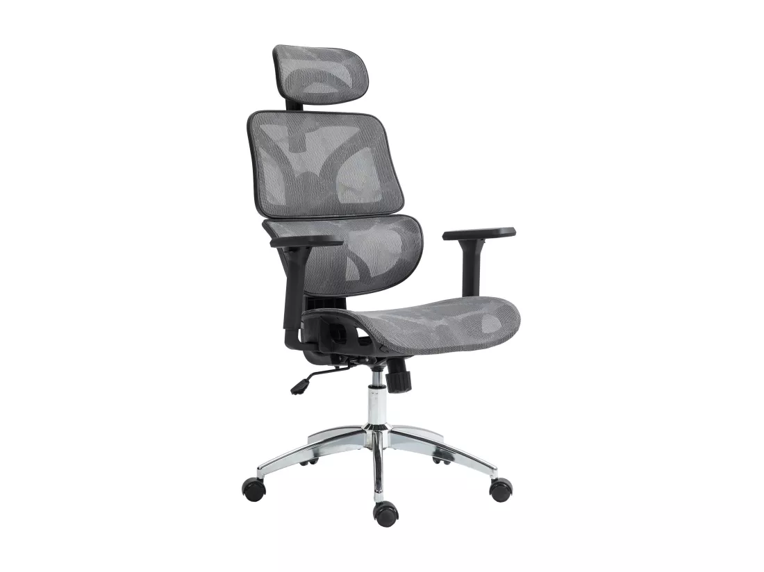 Chaise de bureau - Tissu en maille & Plastique - Gris - Deshler