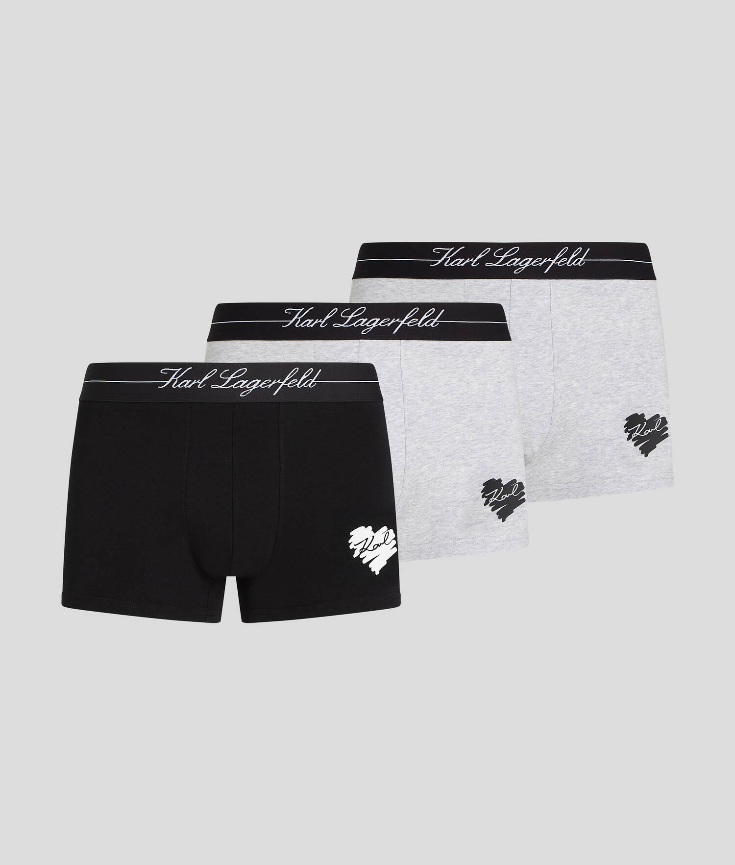 CALEÇONS K/HEART – LOT DE 3 - Noir/Gris Chiné