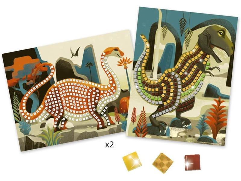 DJECO Bastelset Mosaik Dinosaurier Mosaik-Set mit Dinosauriermotiven
