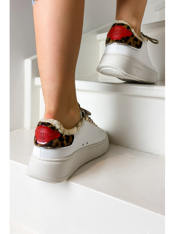 Baskets J.CONNORS White and Sand Animalier - Serafini