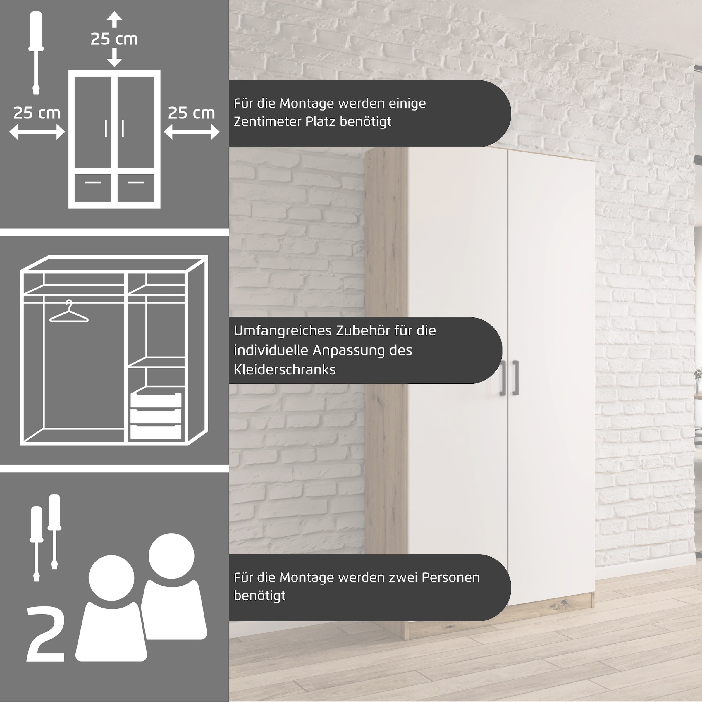 rauch Mehrzweckschrank »Garderobe Kleiderschrank Schrank Schuhschrank Putzschrank MINOSA« Breiten 47/69/91/136 cm, Höhen 197/210 cm,  In 4 Breiten mit vielen Einlegeböden für viel Stauraum MADE IN GERMANY