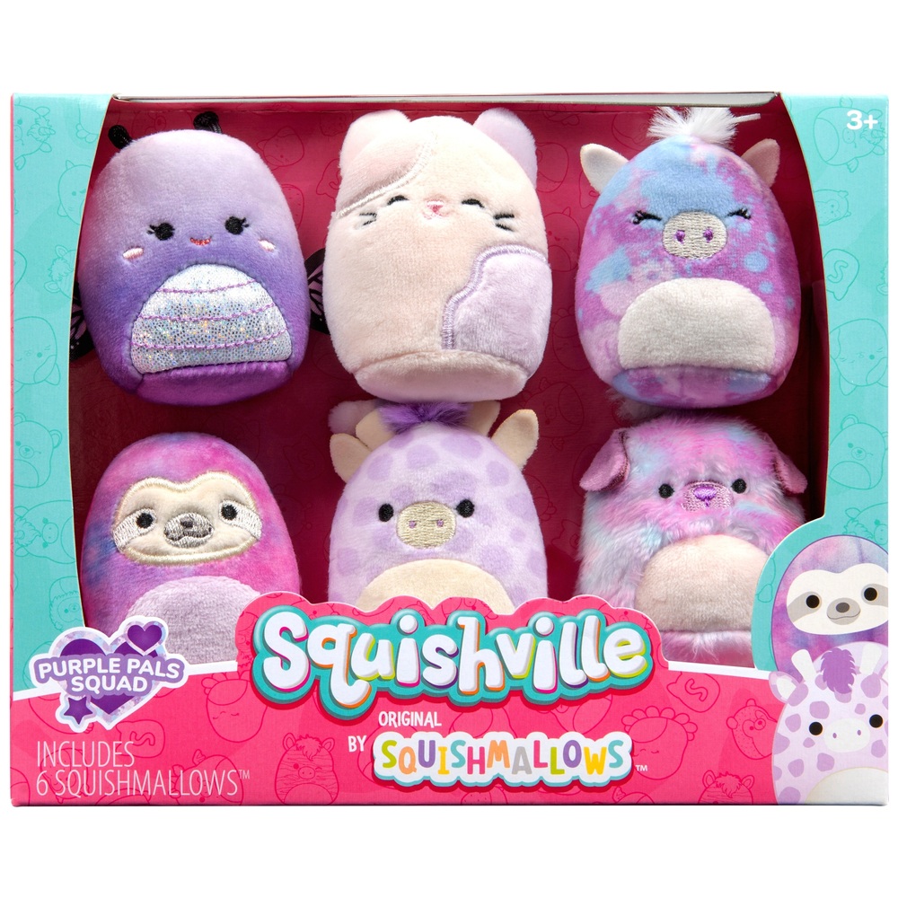 Squishville von Original Squishmallows, Lila Freunde-Team, 6er-Pack
