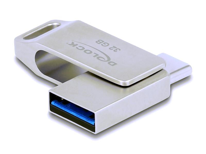 Delock USB-Stick 3.2 Gen 1 USB-C   Typ-A 32 GB Delock USB 3.2 Gen 1 USB-C   Typ-A Speicherstick 32 GB – Metallgehäuse