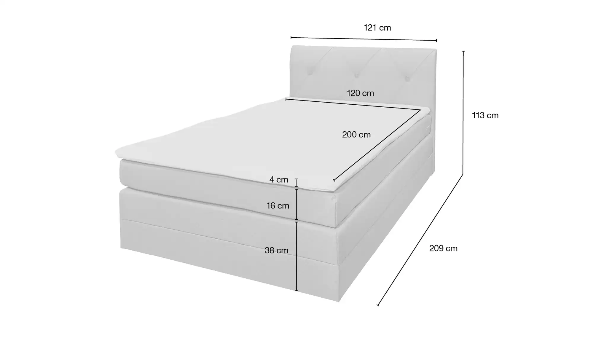 uno Boxspringbett mit Bettkasten Clay