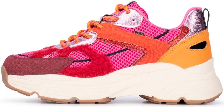 POSH by Poelman AYOKI Dames Sneakers Roze met combinatie