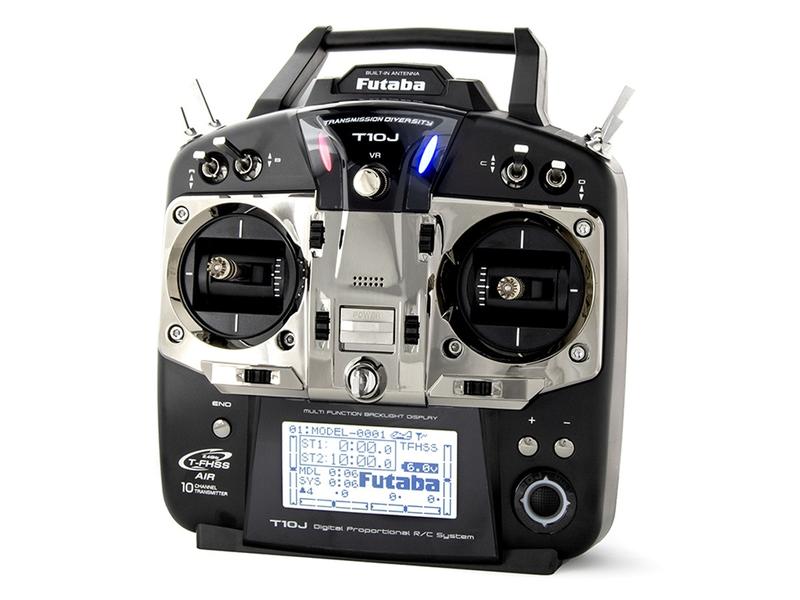 Futaba Fernsteuerung T10J Mode 2 mit R3008SB 10-Kanal 2.4-GHz T-FHSS Sender für Flugmodelle