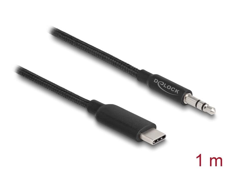 Delock Audio-Kabel USB-C - 3.5 mm Klinke 1 m Delock Audio Stereo Kabel USB Type-C Stecker zu Klinkenstecker 3.5 mm 3 Pin 1 m schwarz