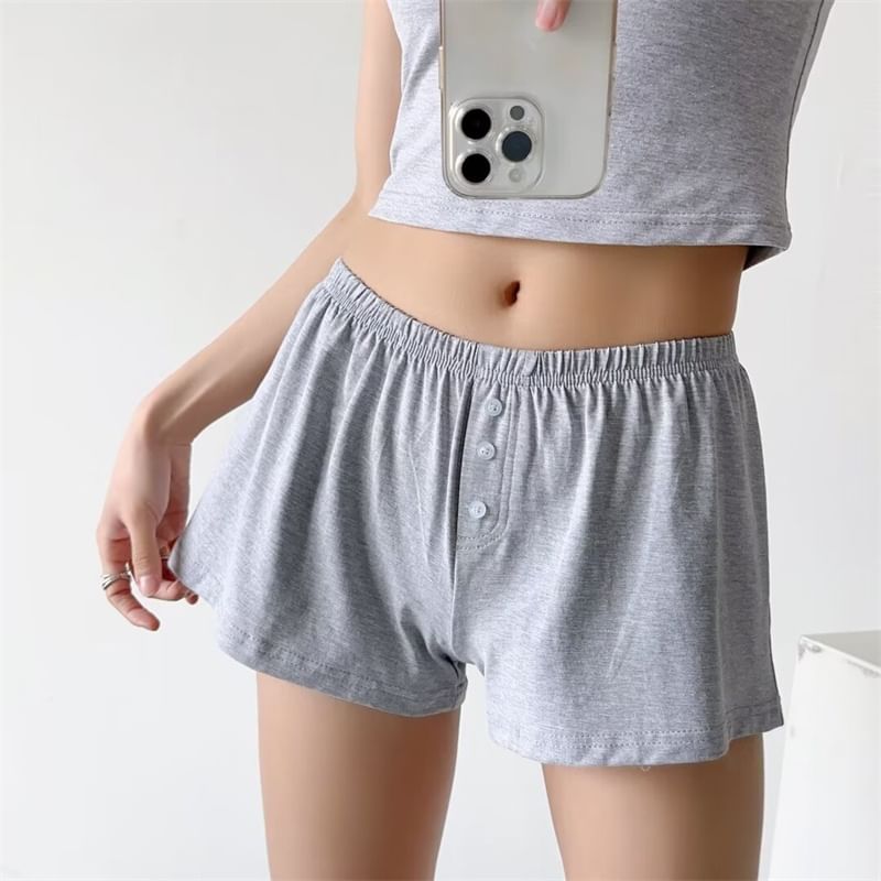 Bazer - Effen pyjamashort met elastische taille