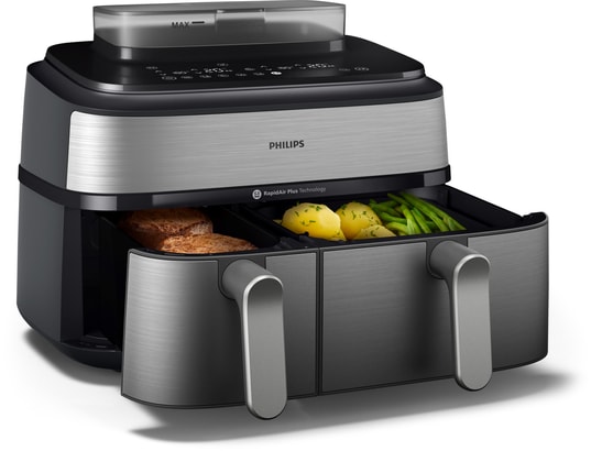 PHILIPS - Friteuse à air chaud NA555/00 Air Fryer Double cuve + vapeur