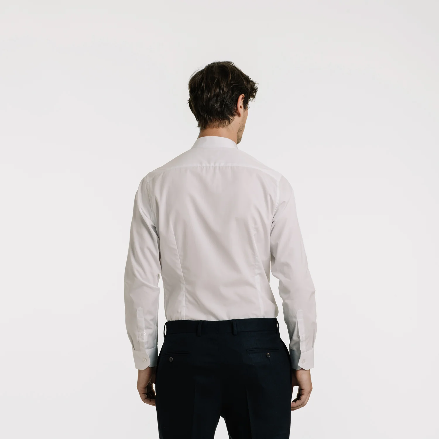Fitted shirt in white double-twisted poplin