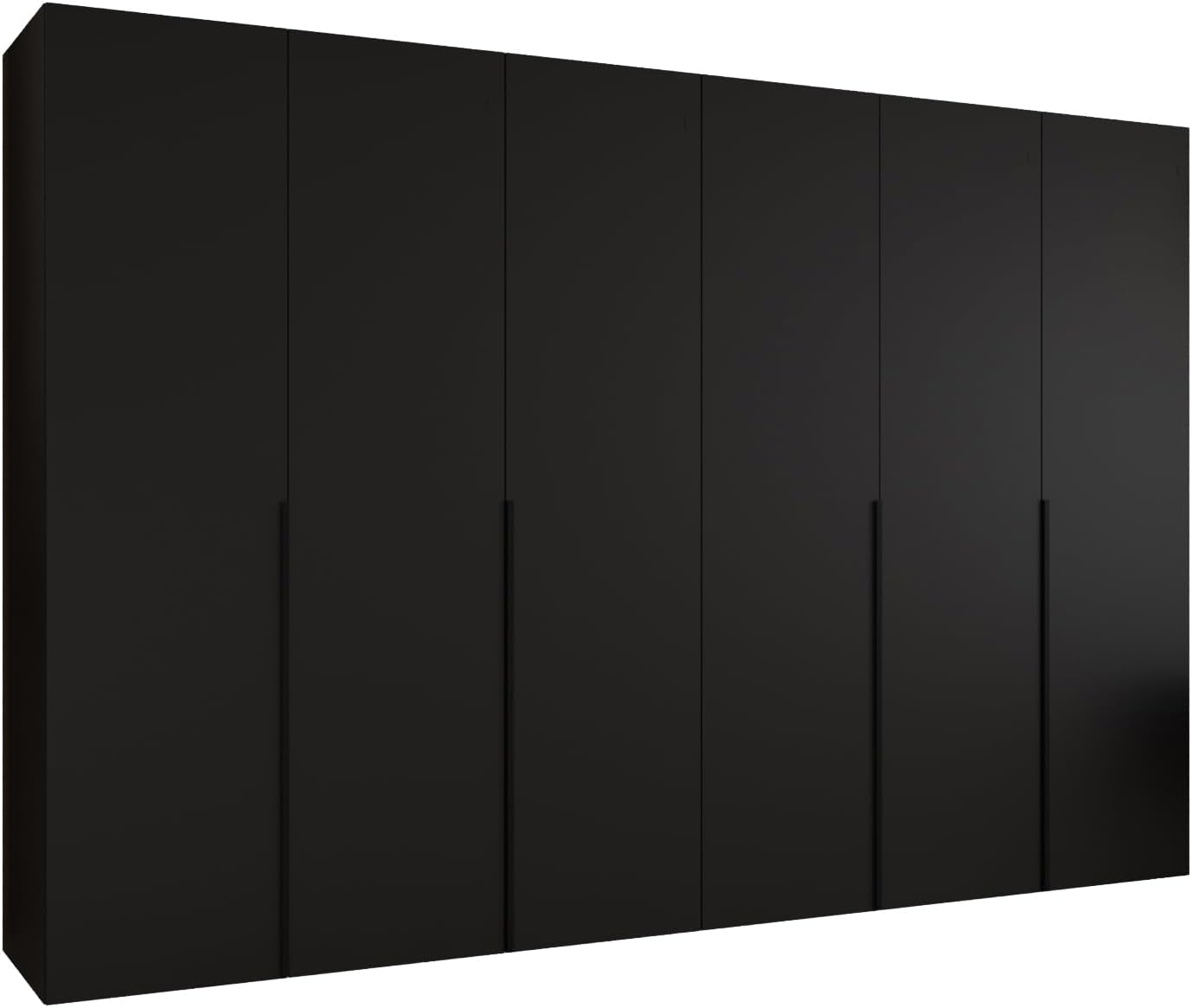 MEBLE KRYSPOL - Kleiderschrank - Drehtürenschrank - Schrank 300 x 202 x 52 cm - Moderner Garderobenschrank Schlafzimmer, Flur, Jugendzimmer - Schwarz, Griff Schwarz - Alicante 1