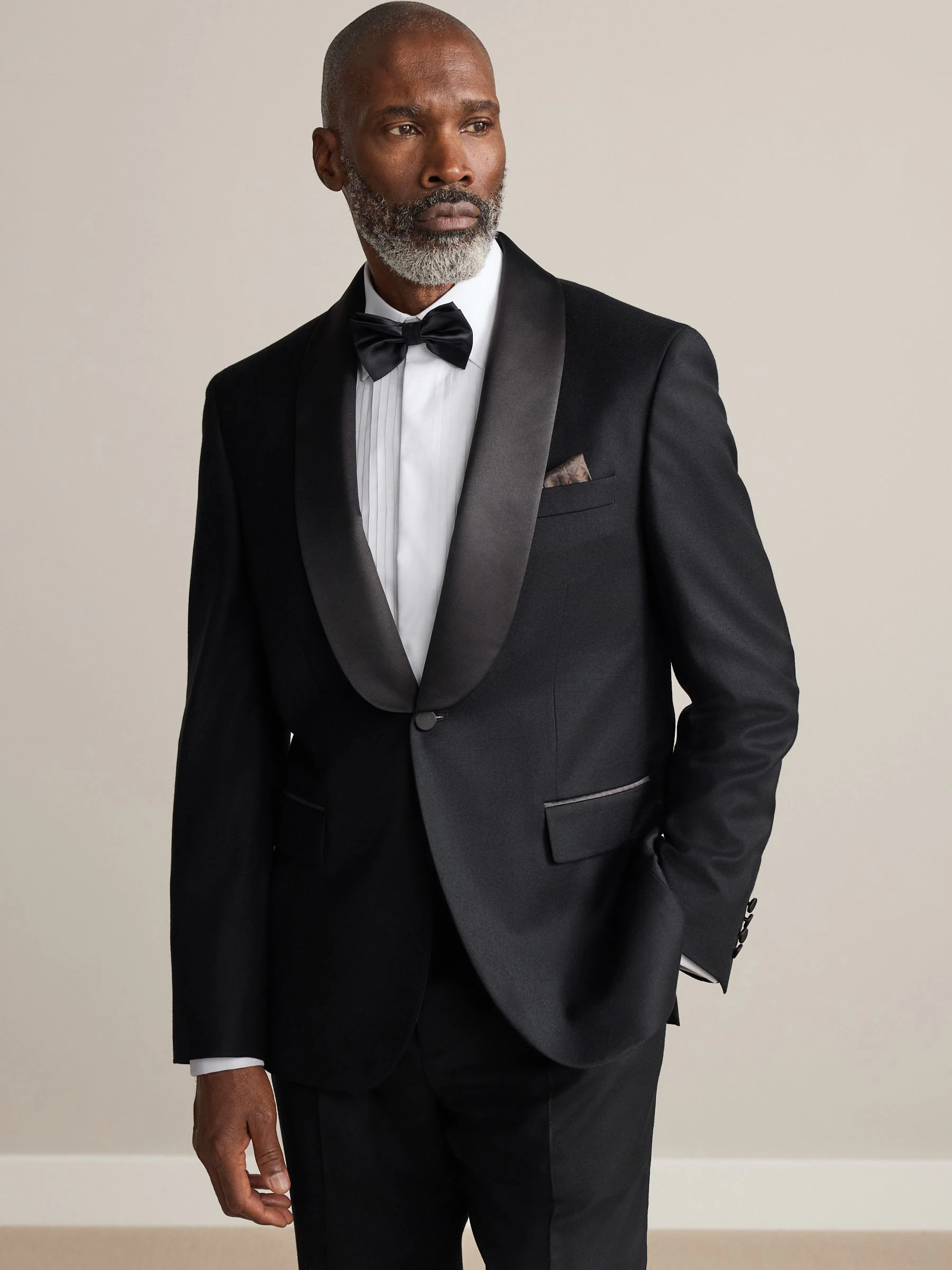 Zwart - Tailored Fit Signature Zignone Wool Cashmere Tuxedo Suit Jacket