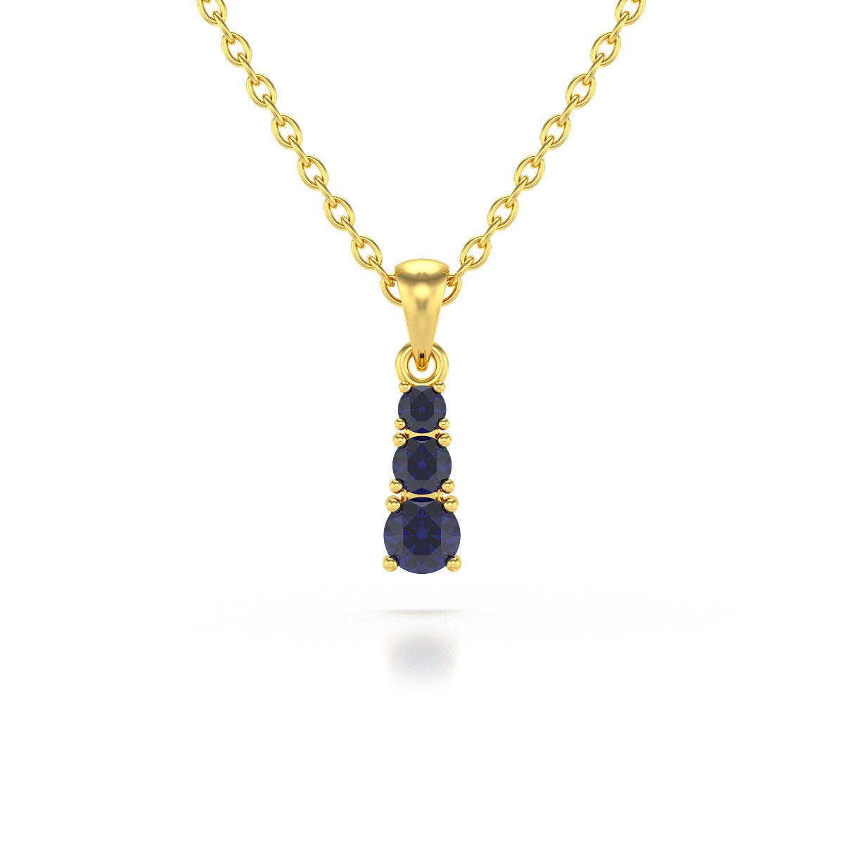 Collier Pendentif ADEN Or 585 Jaune Saphir Chaine Or 585 incluse 0.45grs