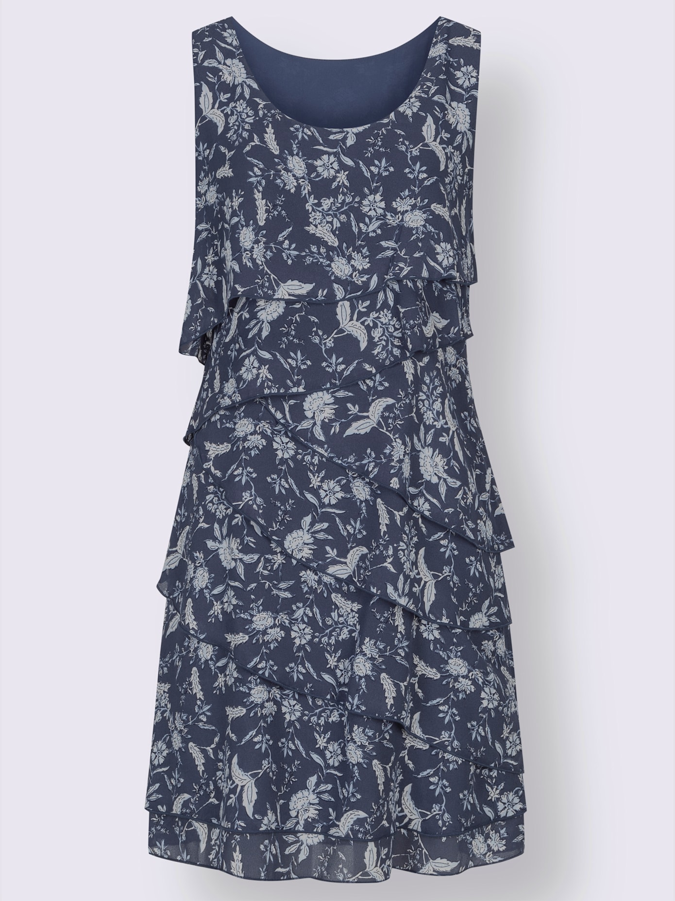 Robe à motif floral et effet superposé affinant