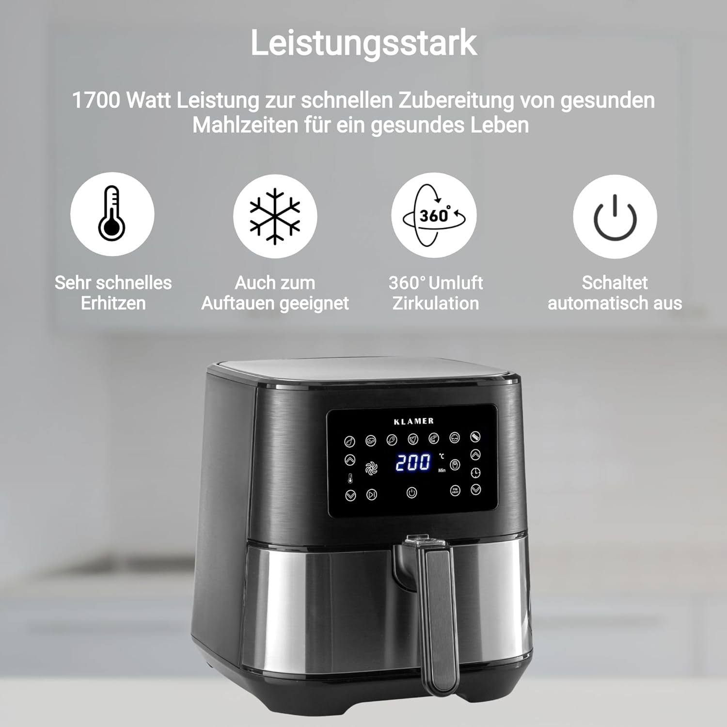 KLAMER Heißluftfritteuse XL 5.5 l