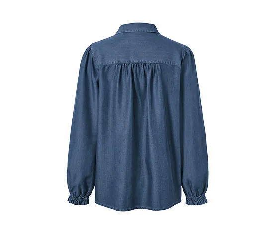 Jeansbluse mit Puffärmeln