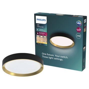 Philips plafonnière Hanno zwart met scene switch 24W