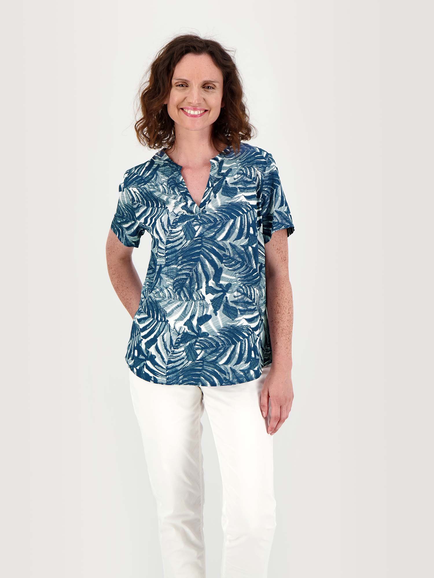 Blouse Femme Légère Floral Bleu