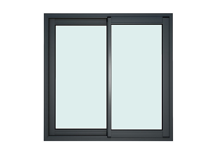 Fenêtre alu 2 vantaux coulissant GoodHome gris - l.120 x h.125 cm