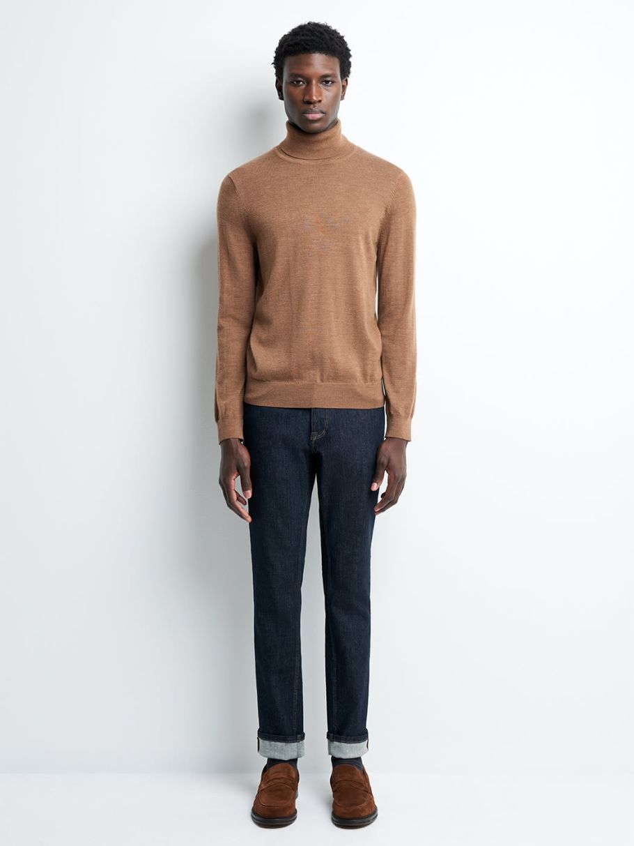 Pull col roulé en laine mérinos