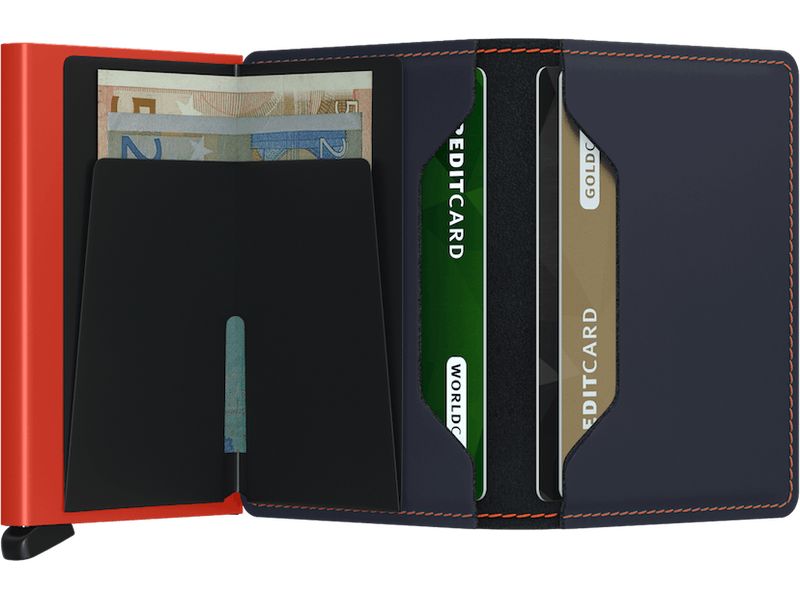 SECRID Portemonnaie Slimwallet Matte Nightblue Orange Noten- und Karten-Portemonnaie mit RFID-Schutz