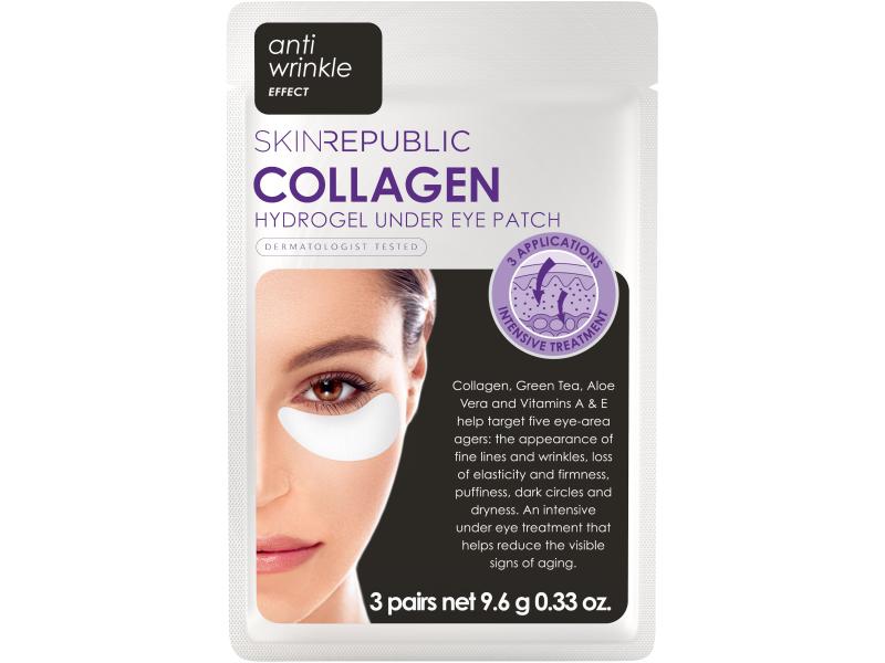 SkinRepublic Augenmaske Collagen Under Eye Patch 6 Stück Augenbehandlung mit Vitamin A und E