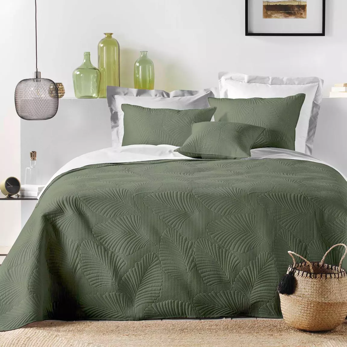 Housse de coussin carrée microfibre (40 x 40 cm) Palombine Vert kaki
