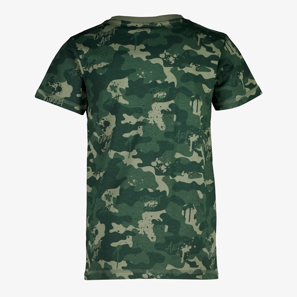 Unsigned jongens T-shirt groen met camouflageprint