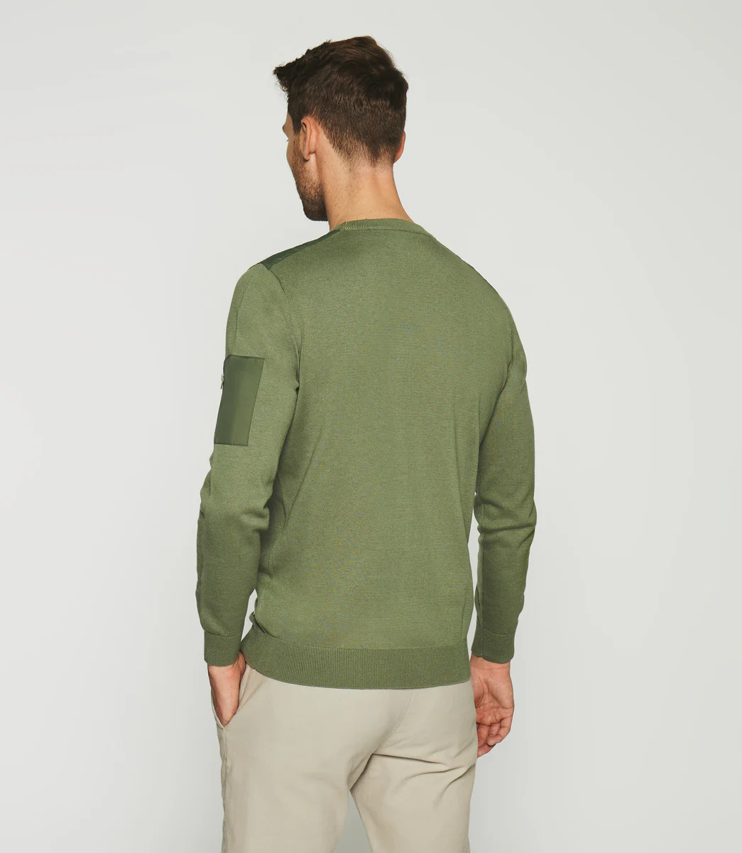 Pull col rond kaki DAVID