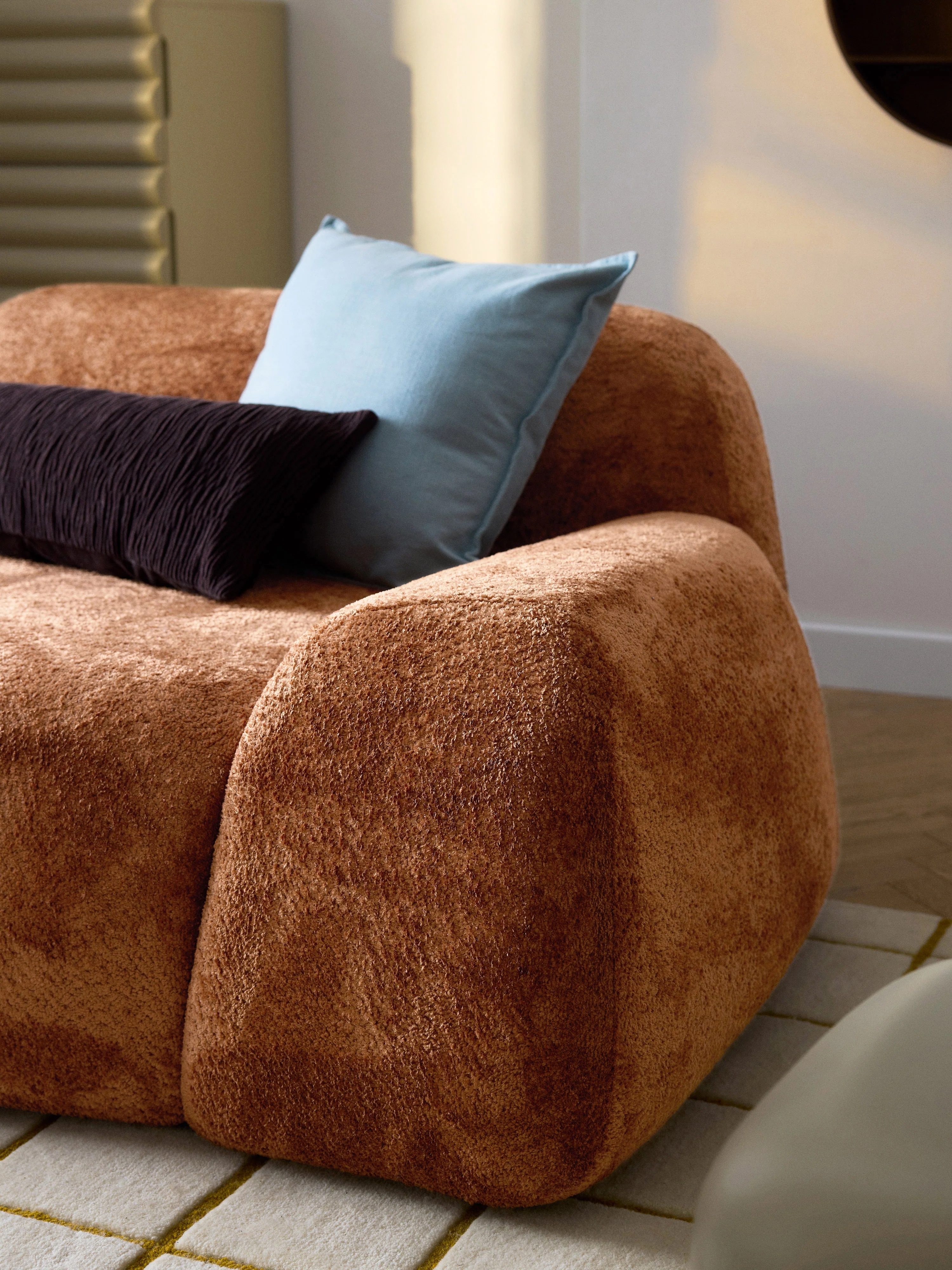 Teddy bouclé bank Wolke (2-zits) met chaise longue
