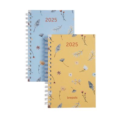 Agenda de poche à spirale Blossom - 1 semaine par page - 10 x 15 cm - disponible dans différents modèles - Brepols