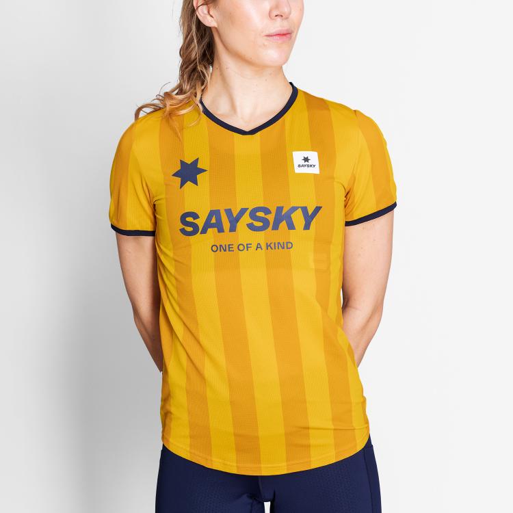 Saysky Stripe Combat T-Shirt Womens Yellow