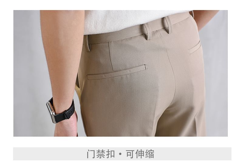 Craltuxe - Mid Rise Plain Cropped Tapered Dress Pants