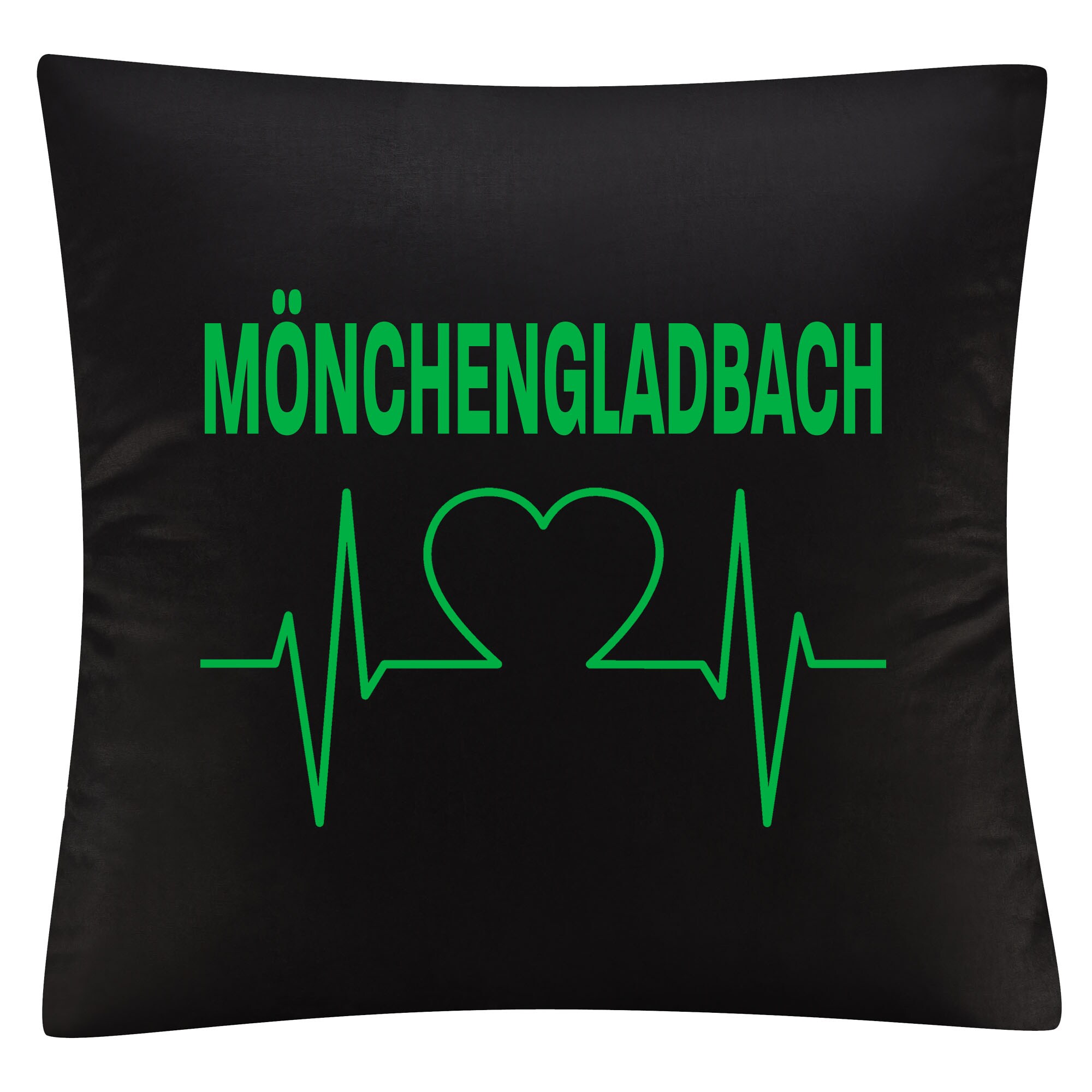 multifanshop® Kissenbezug - Mönchengladbach - Herzschlag - Druck grün