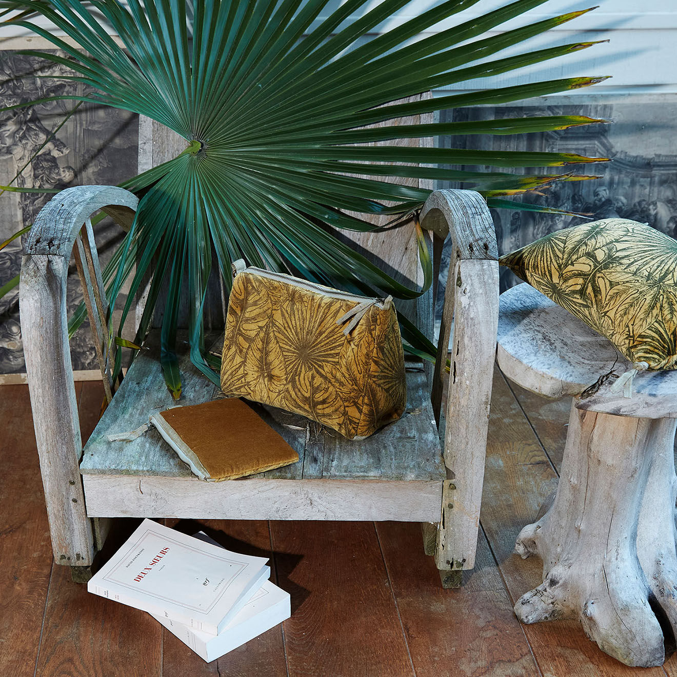 En Fil d'Indienne Trousse plate + trousse de toilette Goa curry