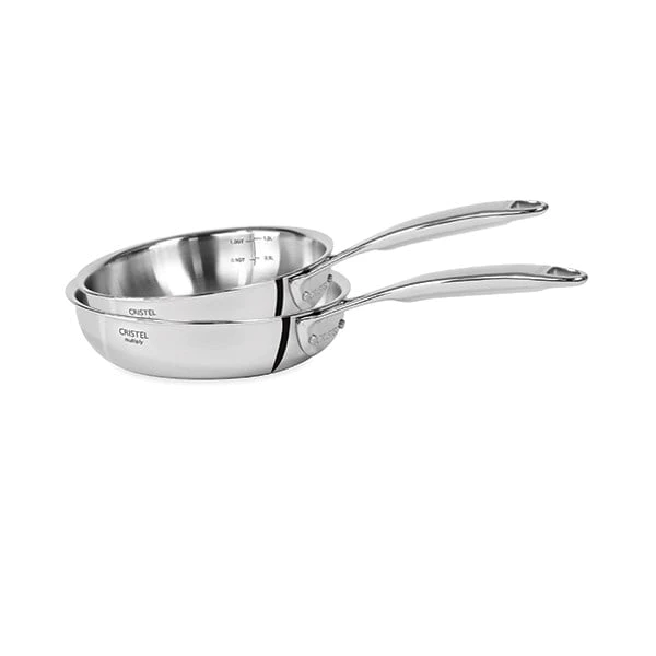 Lot 2 poêles sautoirs inox Castel'Pro 24 cm et 28 cm Cristel