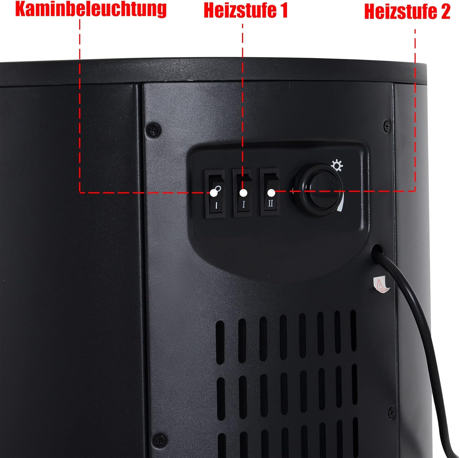 HOMCOM Elektrokamin mit Heizung, elektrischer Kamin mit LED Flammeneffekt, 900/2000W Dekokamin, elektrisch Kaminfeuer Kaminofen, Schwarz