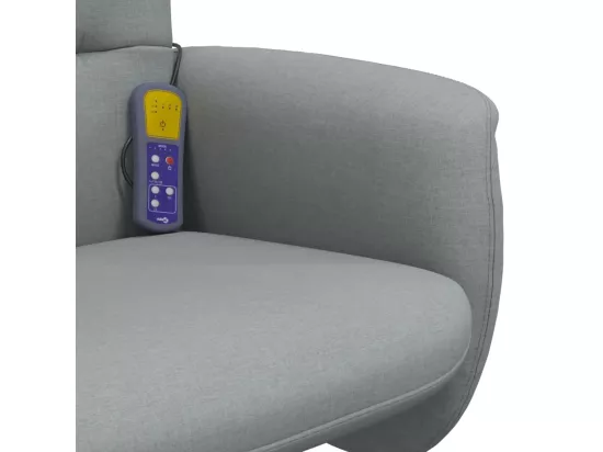 Fauteuil inclinable de massage et repose-pied gris clair tissu