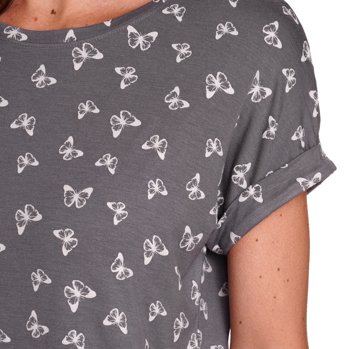 Gina Benotti Damen T-Shirt mit überschnittenen Ärmeln grau