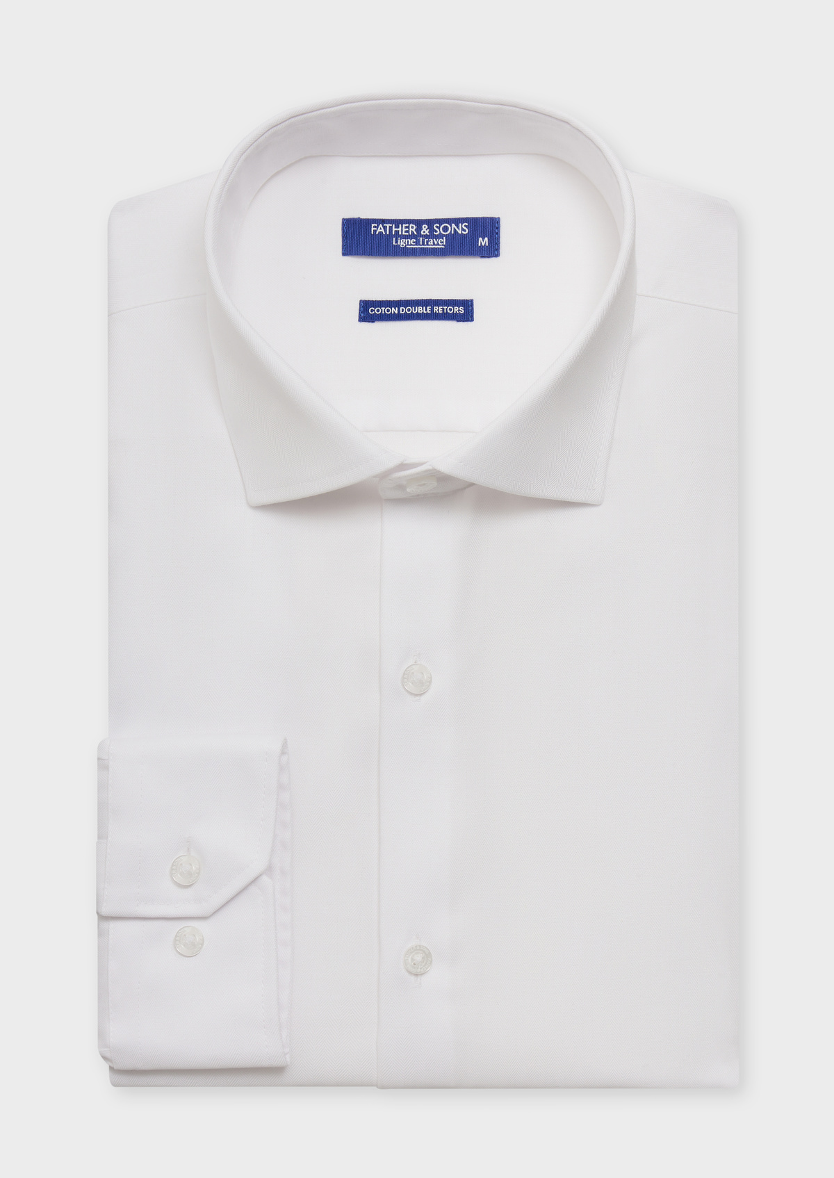 Chemise habillée non-iron Regular en coton façonné uni blanc