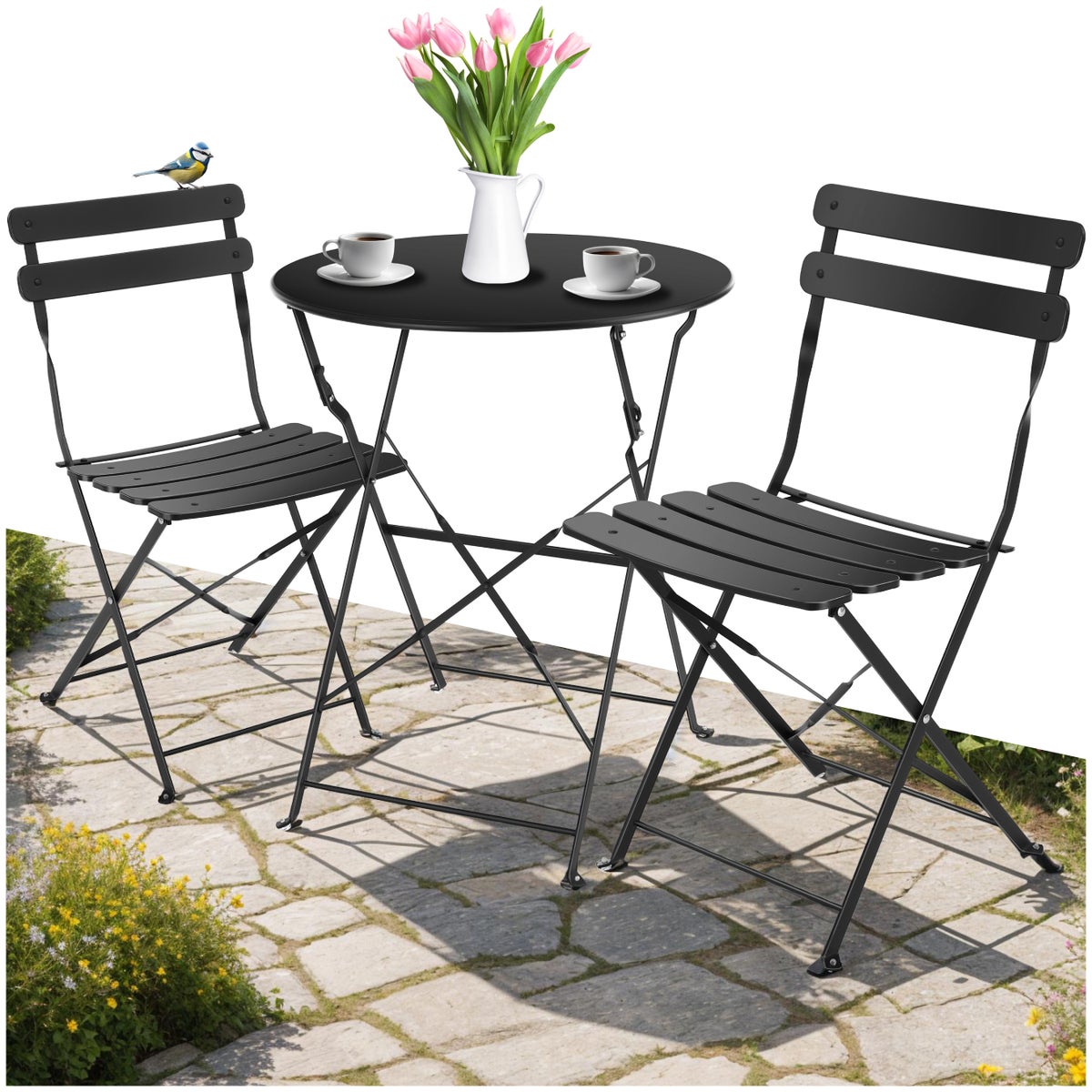 Bistrotafelset tectake Frieda voor 2 personen, stoeldraagvermogen 120 kg