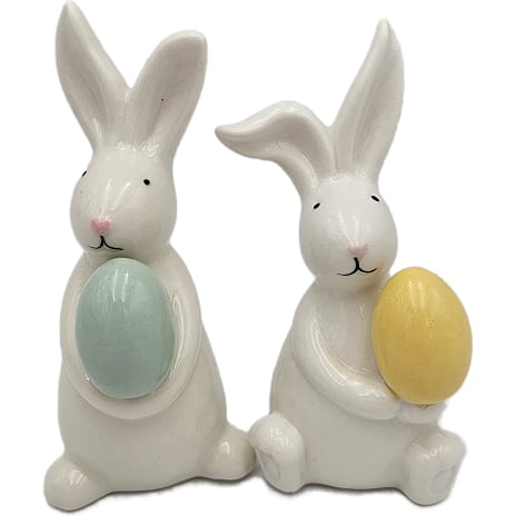 Påskefigur kanin med påskeæg 12 cm - flere varianter - assorteret