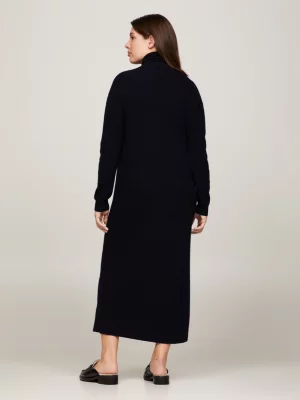 Vestido de malha midi de lã e cashmere com modelagem relaxada
