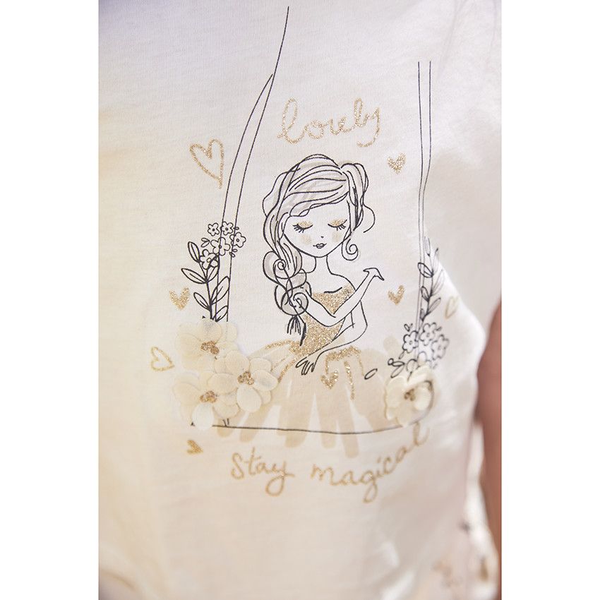 Débardeur en jersey avec glitter et dos fantaisie pour fille - Ecru